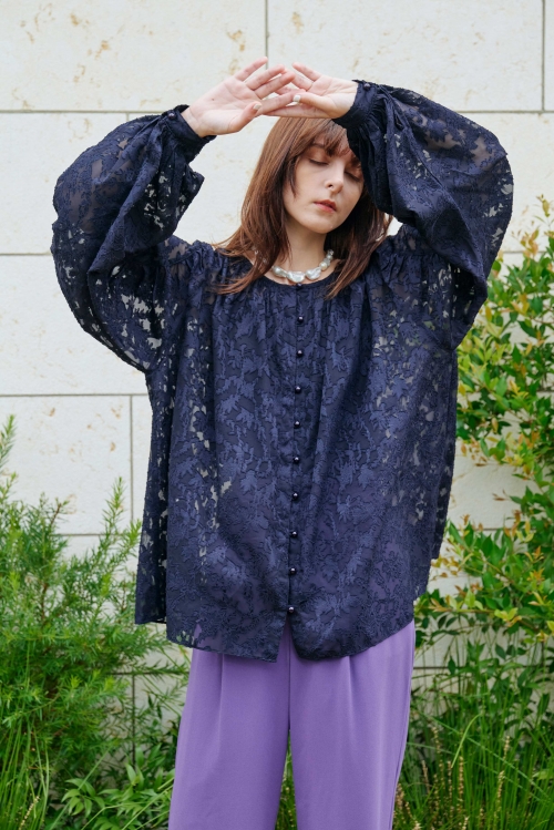 CUT JACQUARD 2WAY BLOUSE/カットジャカード2WAYブラウス