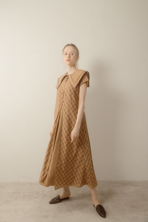 CHELSEA COLLAR CHECKED DRESS/チェルシーカラーチェックドレス