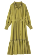 FRILL COLLAR SHIRRING DRESS/フリルカラーシャーリングカラーシャーリングドレス