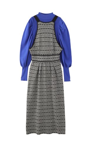 LATTICEWORK JACQUARD KNIT DRESS(INNER SET)